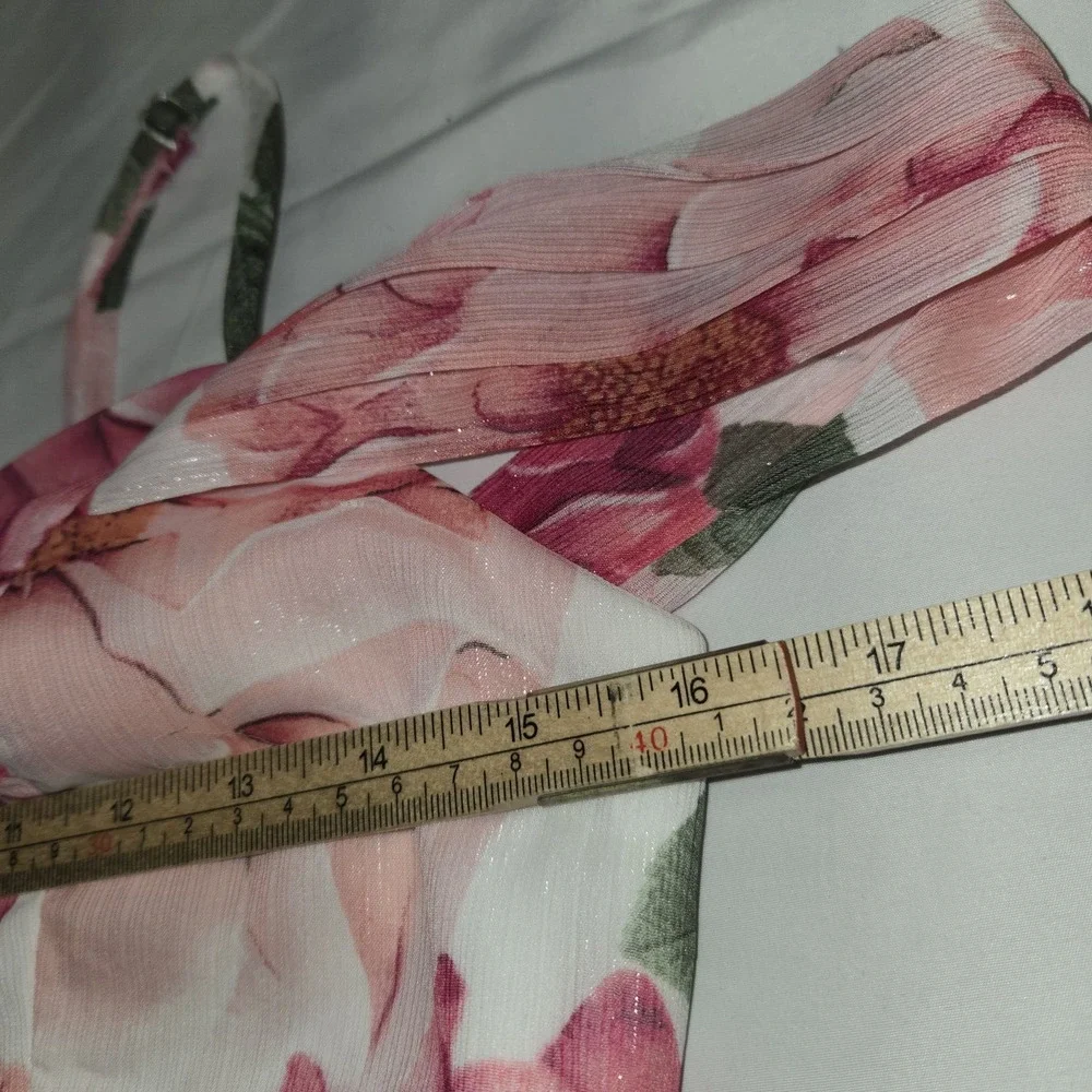 Crystal Doll Women Size‎ 5 Dress Floral Padded Pink Peony Slit Sleeveless Lined